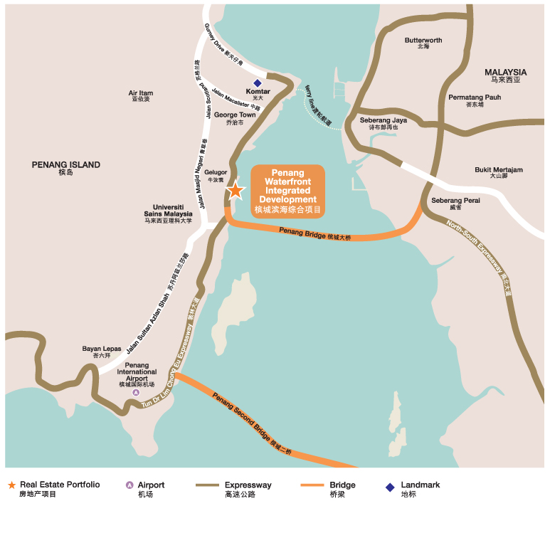 Location of Penang Waterfront Integrated Development